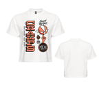 White women's boxy tee front and back